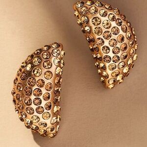 New Anthropologie Crystal Post Earrings Gold Tone